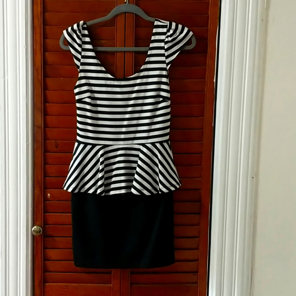 Striped peplum mini dress